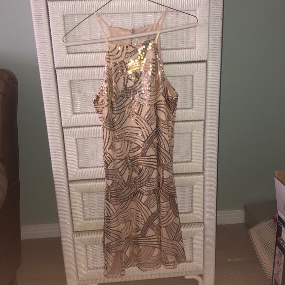 Sequin bib neck shift dress - Picture 3 of 3